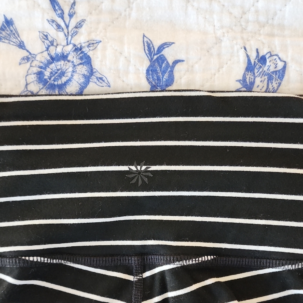 Athleta Black and White Striped Leggings